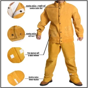 Bộ quần áo bảo hộ thợ hàn da bò