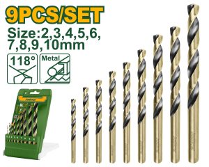 Bộ 9 mũi khoan xoắn kim loại HSS JDTD6B02