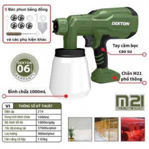 Máy phun sơn dùng pin 21V Dekton M21-SPS1000X